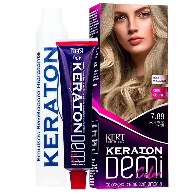 Coloração Keraton Demi Color Louro Médio Pérola 7.89