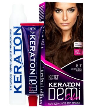 Kit 2 Coloração Keraton Demi Color Castanho Claro Marrom 5.7
