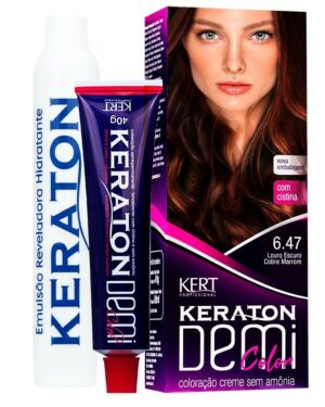 Kit 2 Coloração Keraton Demi Color L. Esc Cobre Marrom 6.47