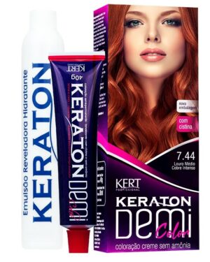 Kit 2 Coloração Keraton Demi Color Louro Médio Cobre In 7.44