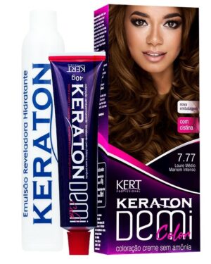 Kit 2 Coloração Keraton Demi Color Louro Med Marrom In 7.77